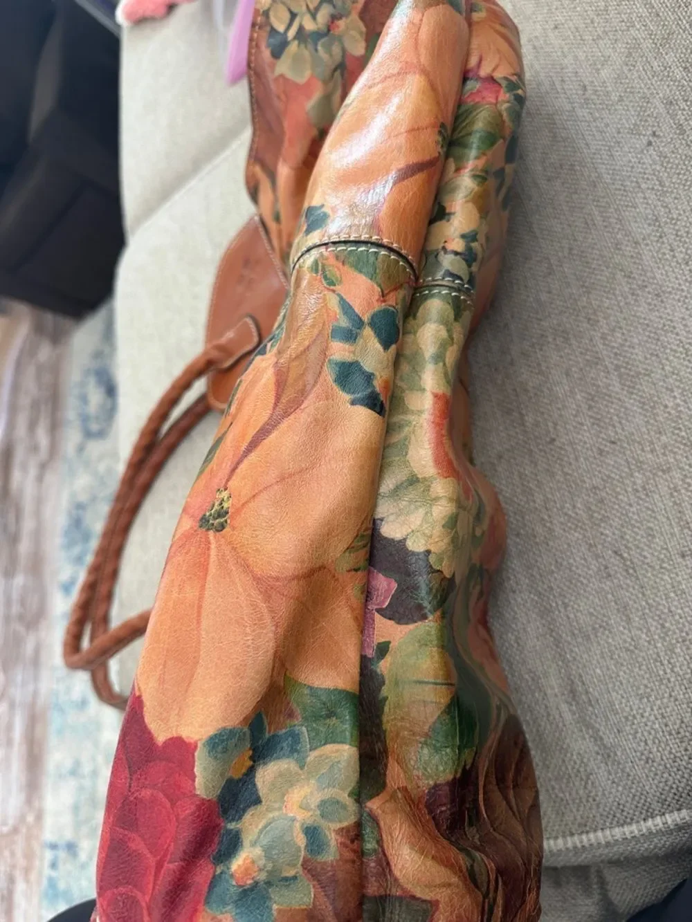 Patricia Nash Lione Large leather Satchel bag purse floral
